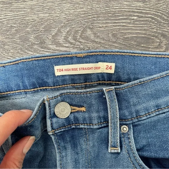 Levi's Classic Blue Women's Jeans 724 High Rise Straight Cropped Jeans Size 24 - Picture 2 of 9